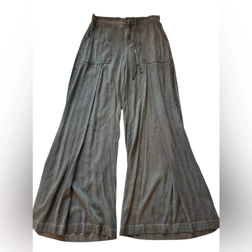 XCVI wide leg distressed drawstring wide leg pants medium gray - Picture 1 of 11